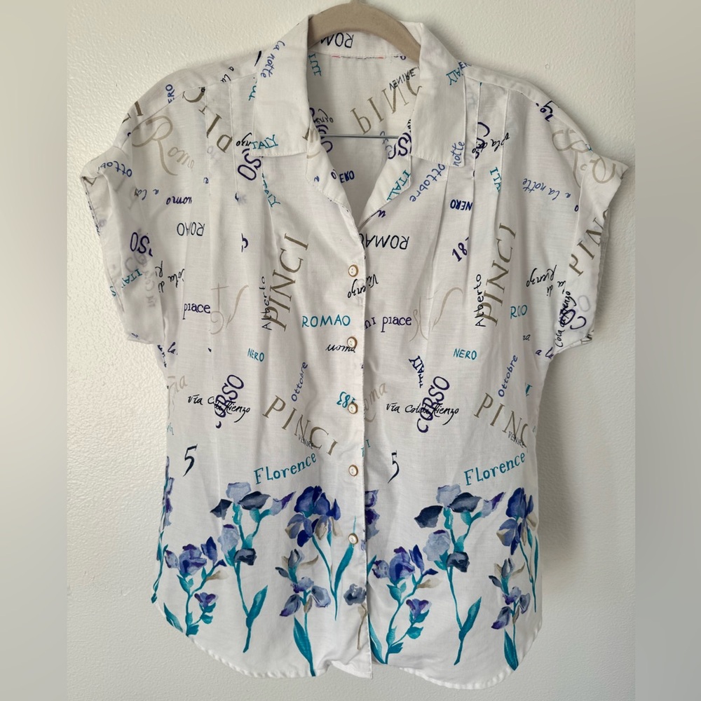 Vintage Act III Button Down Cotton Vacay Shirt Women’s Size Medium White USA 90s